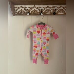 Hanna Andersson Pink Cupcake Print Kids Footie